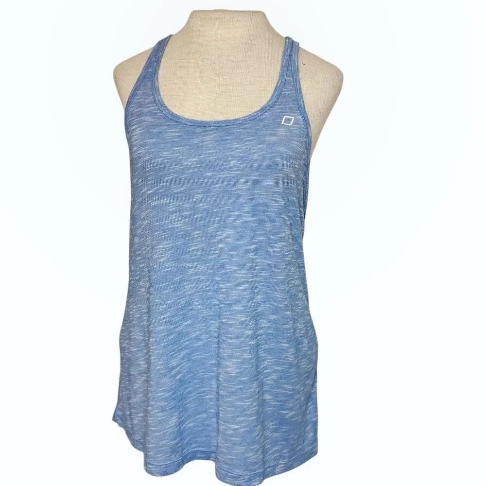 Lorna Jane Slouchy Racerback Tank Top in Heathered Blue Size Medium